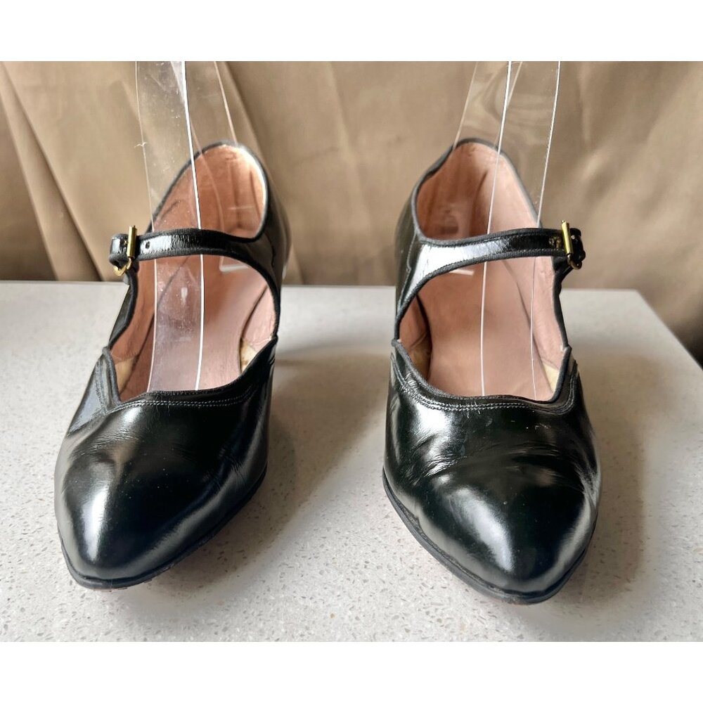 Womens Black Leather Flamenco Shoes With Strap & Low Heel Size 6 - Picture 3 of 14